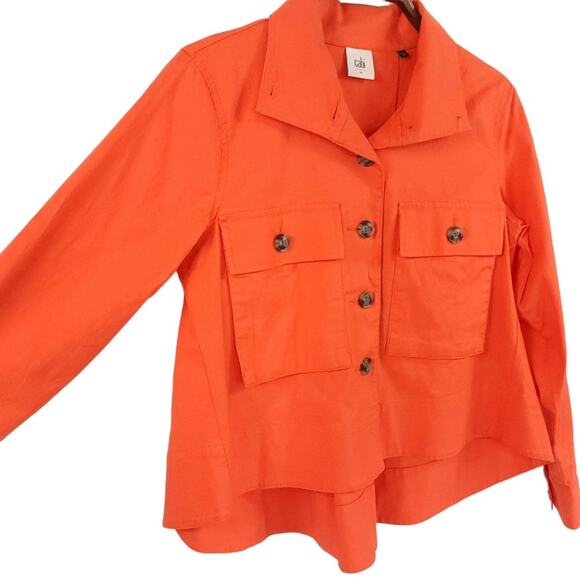 NWOT CAbi Resort Jacket Swing Style High Low Oversized in Tiger Lily Orange - Picture 6 of 14